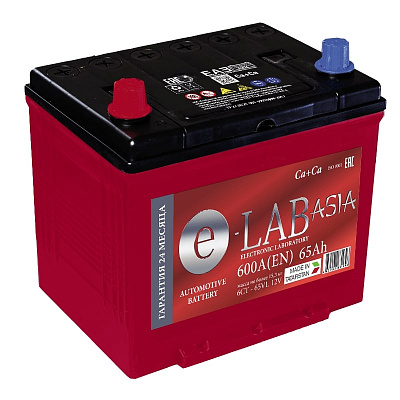Аккумулятор 75Ач 640А 12V обратная полярность Азия ELAB JIS 260*173*220