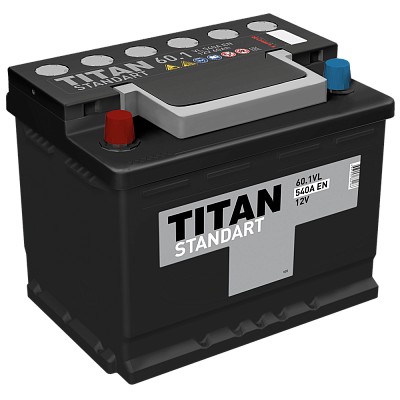 Аккумулятор TITAN STANDART 60Ач 540А 12Vпрямая полярность Евро конус RUS размер 242*175*190